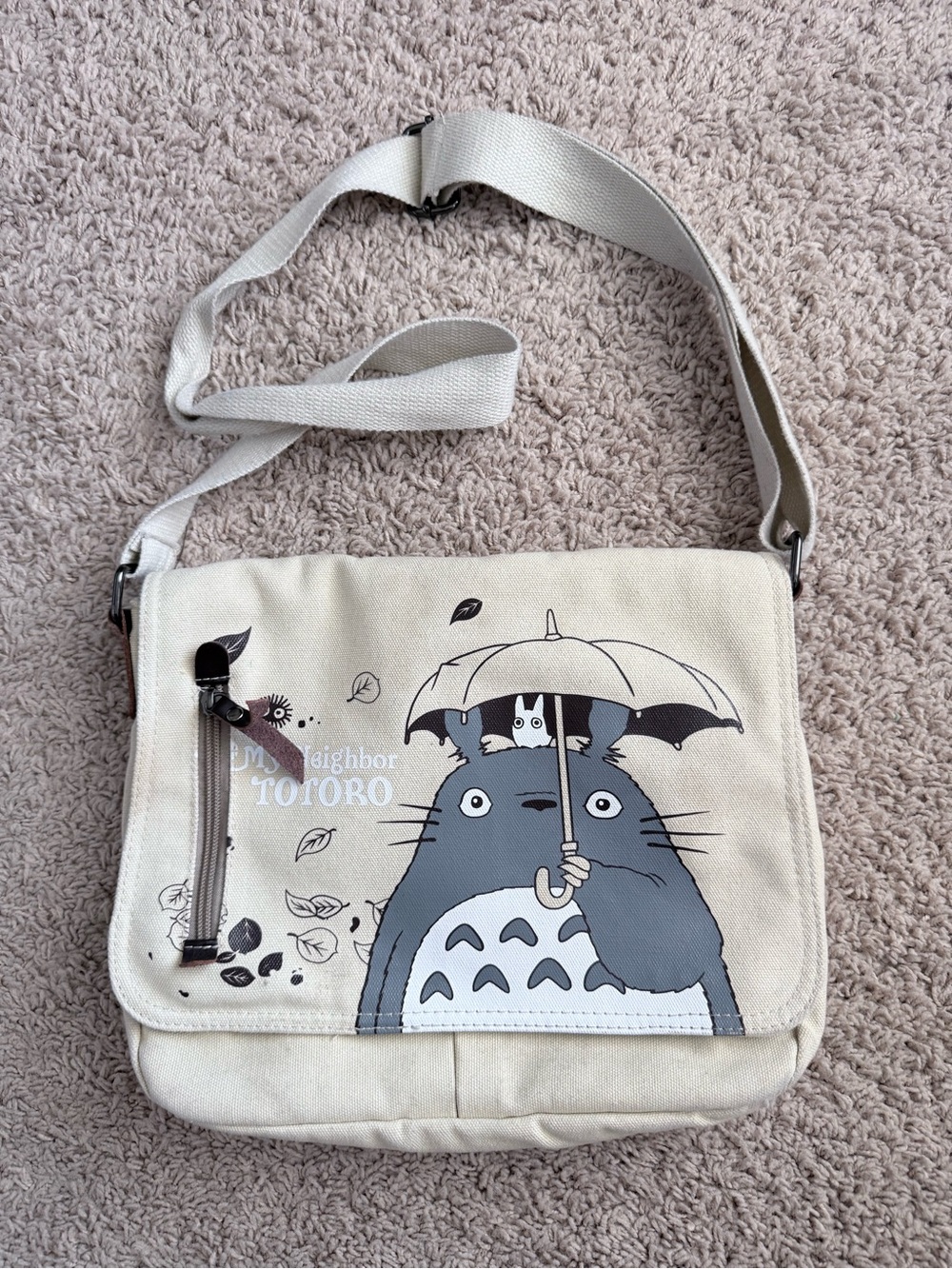 My Neighbor Totoro Beige Canvas Messenger Bag